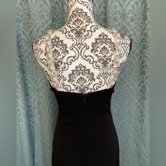 DAVID’S BRIDAL | Women’s Black With White Beaded Spaghetti Strap Formal Dress - Picture 2 of 8